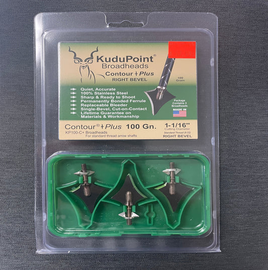 KuduPoint Broadheads 100 Gn. Contour Plus Right Bevel with Case